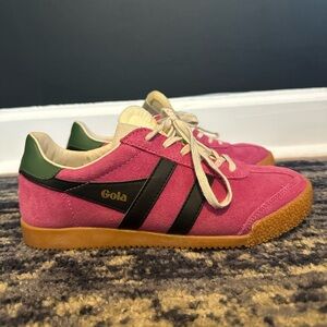 Gola Elan Fuchsia Color Block Suede Leather Sneakers | 7.5